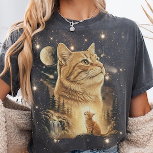 Comfort Colors® Ginger Cat Howling At The Moon Shirt, Funny Vintage Cat Shirt, Retro Cat Shirt, Cat Meme Lover Gift, Weirdcore Shirt