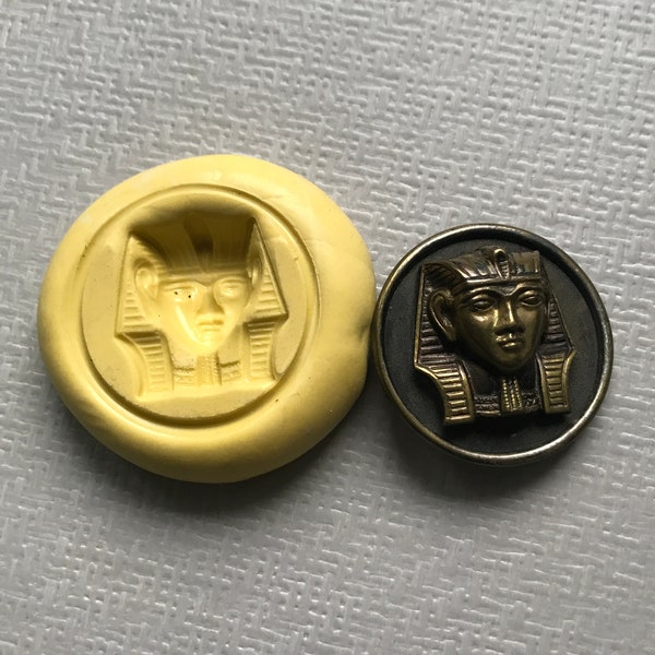 Silicone Mold Vintage Picture Button Egyptian Pharaoh Face for resin, clay, or fondant