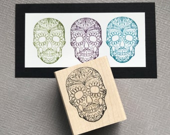 Dia De Los Muertos Day of the Dead Wood Mounted Rubber Stamp