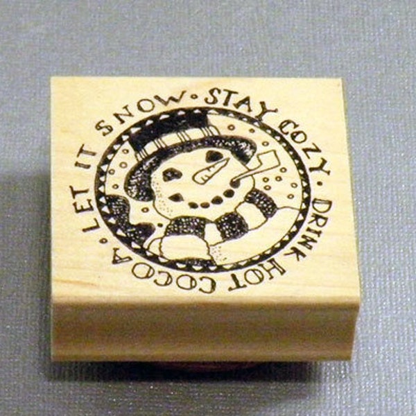 Snowman Circle Rubber Stamp