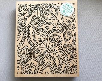 Floral and Swirly Paisley Square Square Rubber Stamp for Stamping Crafting