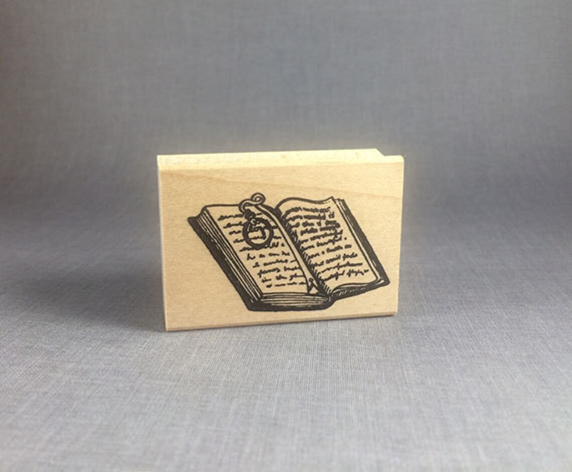 Open Journal Book Rubber Stamp Etsy