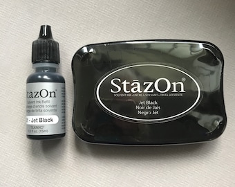 StazOn Ink Pad Jet Black or Jet Black reinker or Stamp Pad and reinker