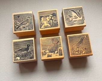 Rubber Stamp Vintage Carved Animal Wood Mounted Stamps from Stampa Barbara