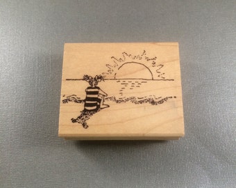 Little Lady at Sunset Rubber Stamp