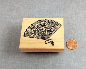 Victorian Fan Rubber Stamp