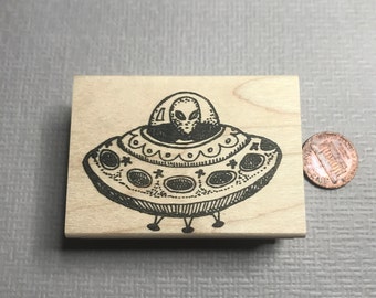 Alien Spaceship Rubber Stamp