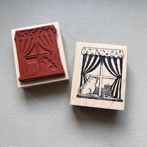 Cat in the Window Rubber Stamp