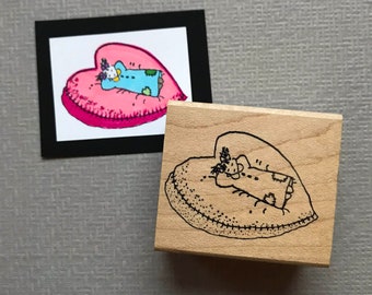 Rubber Stamp Pillow Talk Little Lady Wood Mounted Stamp