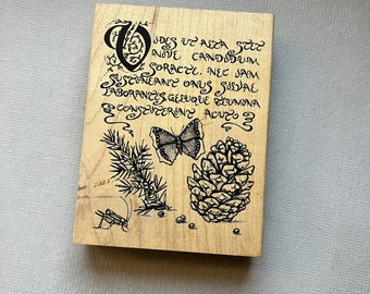 Vintage Rare Horace: Odes Book 1 Collage Nature Winter Snow Rubber Stamp by Judikins