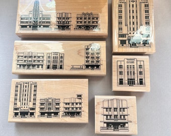 Rubber Stamp Vintage Retired Retro Modern Condo Apartment Buildings from Stamp Cabana