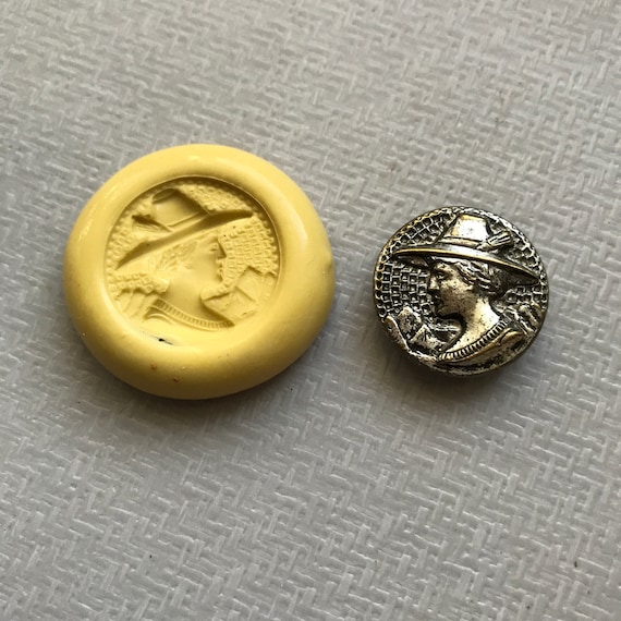 Silicone Mold Face Vintage Picture Button Victorian Traveler for resin, clay, or fondant