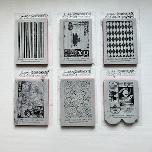 Tim Holtz Stampers Anonymous Collage Pattern ATC Cling Rubber Stamps