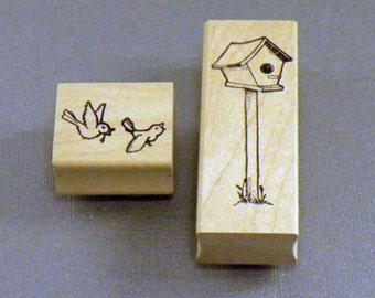 Birds and Birdhouse Rubber Stamp Set