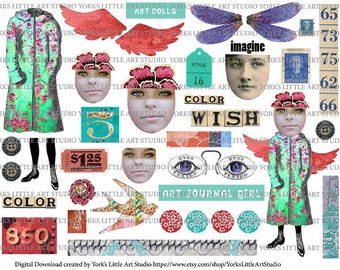 Digital Download Wish for Color Collage Art Journaling Sheet