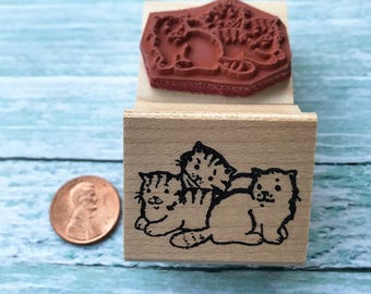 Garden Kitten Trio Rubber Stamp