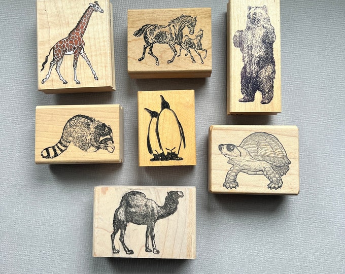 Vintage Rubber Stamp Animals You Choose Wood Mounted Rubber Etsy