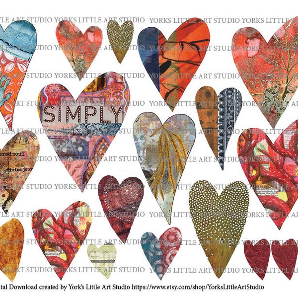Digital Download Art Journaling Collage Sheets Heart of My Hearts Sheets 2 Pages