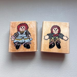 Rag Doll Rubber Stamp Set Boy and Girl Wood Mounted Rubber Stamps