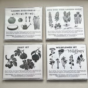 Rubber Stamp Cling Sets Vintage Garden, Fruit or Flower Rubber Stamp Sets from Stamp in the Hand