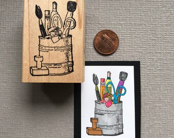 Rubber Stamp Little Ladies Art Can