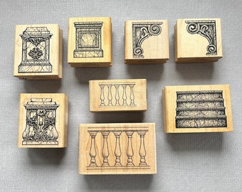 Pick Your Vintage Building Parts Wood Mounted Rubber Stamp