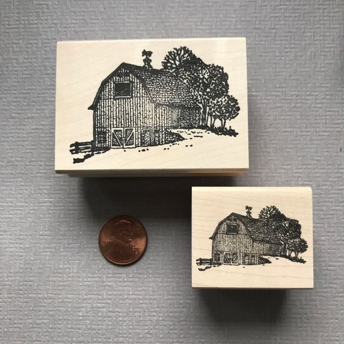 Large or Small Barn Rubber Stamp Etsy