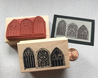 Medieval Gothic Door Border Rubber Stamp