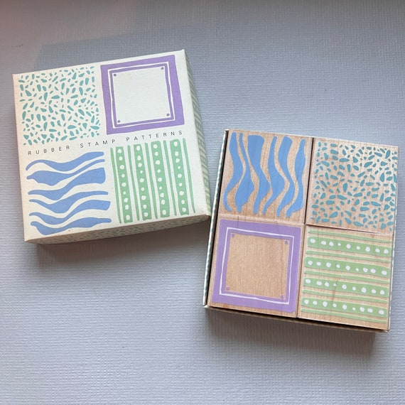 Vintage Hero Arts Rubber Stamp 4 Pattern Borders Frame Poetic Prints Wood Mounted Rubber Stamp Set