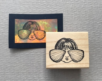 Winged Girl Rubber Stamp