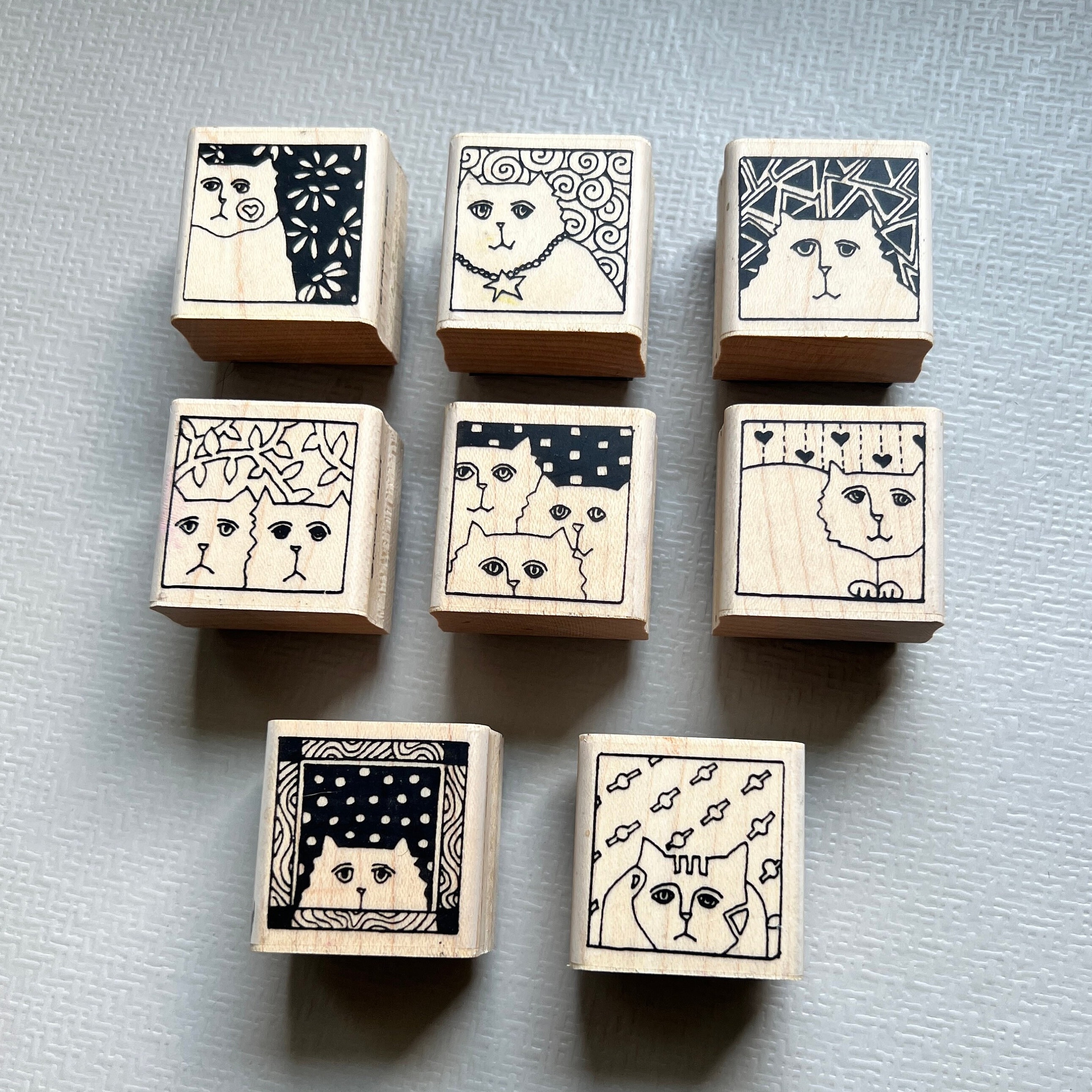 Ready Made Rubber Stamp - Cat Series Cute Animal Wooden Ruber Stamp