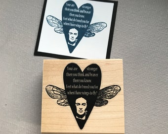 Frida Heart with Wings Collage Rubber Stamp or Unmounted RubberStamp or EZ Cling Stamp Collage Rubber Stamp