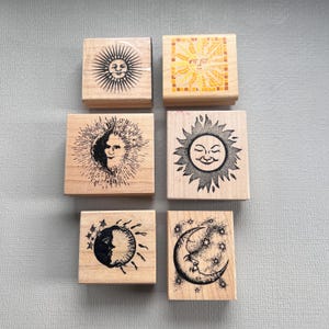Vintage Rubber Stamps Sun or Moon Wood Mounted Rubber Stamp