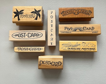 Pick Your Postcard Correspondence Mail Art Wood Mounted Rubber Stamp