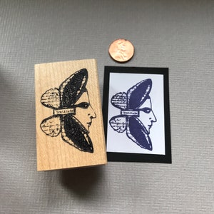 Butterfly Collage Rubber Stamp Gratitude