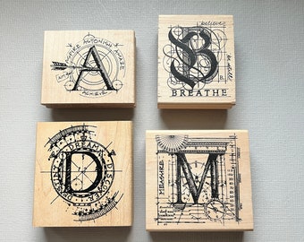 Vintage Rare Stampers Anonymous Achieve, Breathe, Dream or Measure Collage Rubber Stamp
