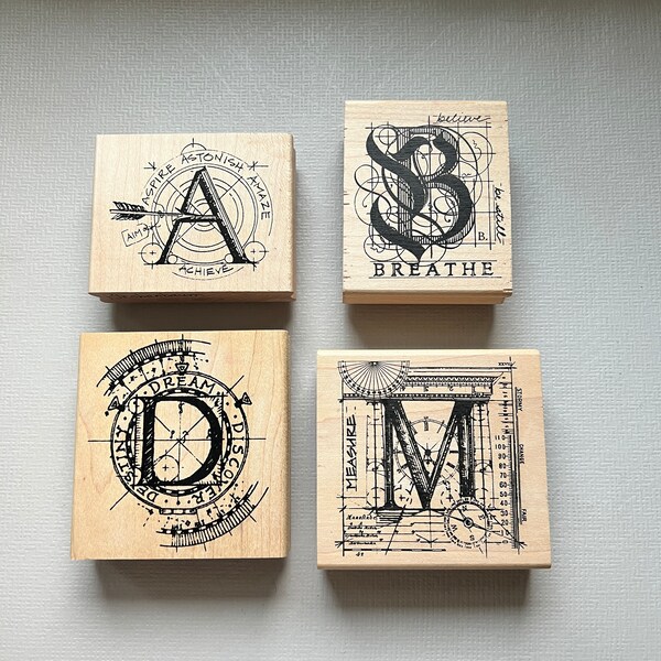 Vintage Rare Stampers Anonymous Achieve, Breathe, Dream or Measure Collage Rubber Stamp