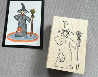Little Lady Witch Rubber Stamp