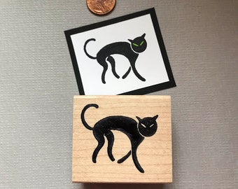 Black Cat Halloween Rubber Stamp