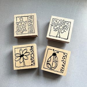 Turtle Stamp, Tree Stamp, Flower Stamp or Ladybug Rubber Stamp by Stampotique