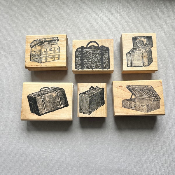 Vintage Pick Your Suitcase Travel Rubber Stamp