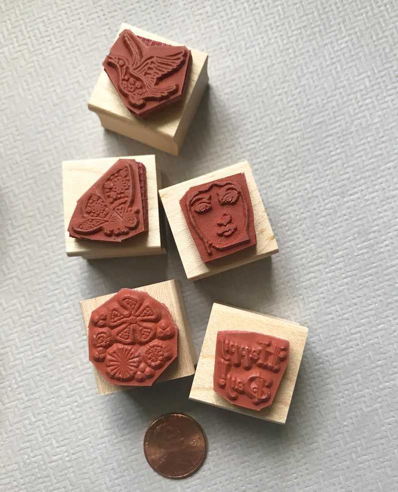 Butterfly Bird Tiny Face Pattern or Happy Day Rubber Stamps