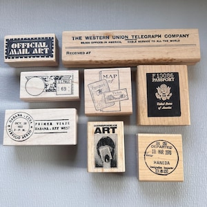Rubber Stamp Vintage Passport Postal, Passport, Cancellation Mail Art Travel Rubber Stamps