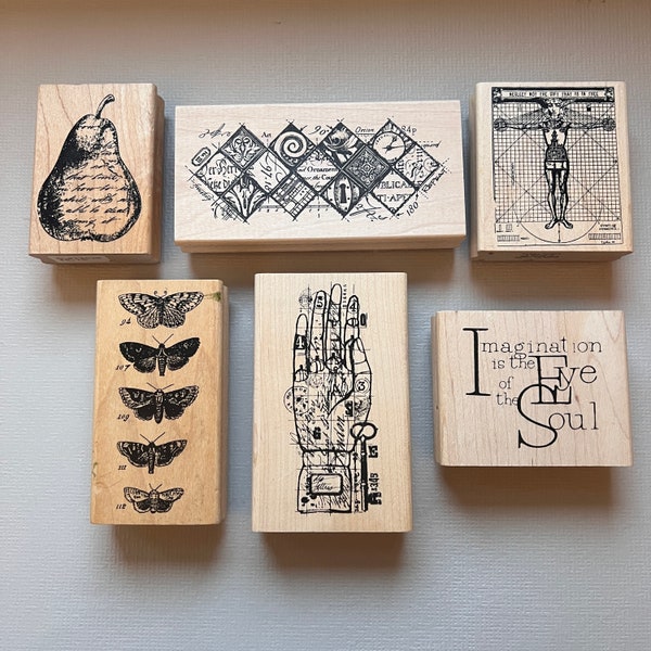 Rubber Stamps Vintage Artistic Collage Wood Mounted Stamps from Stampers Anonymous, Stamp in the Hand, and Acey Duecy