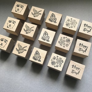 Tiny Face, Bird, Butterfly, Pattern or Happy Day Rubber Stamps