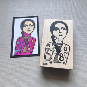 Tattoo Lady Collage Rubber Stamp, Wood Mounted Stamp from Wendy York