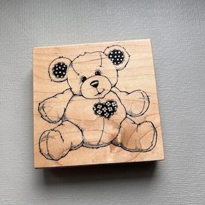 Vintage PSX Large Teddy Bear Wood Mounted Rubber Stamp