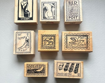 Rubber Stamp Pick Your Funny Postoid Stamp Mail Art Wood Mounted Stamp
