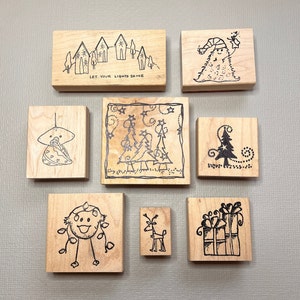 Vintage Rubber Stamps Holiday Christmas Stamps by Stampotique Company