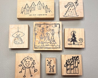 Vintage Rubber Stamps Holiday Christmas Stamps by Stampotique Company